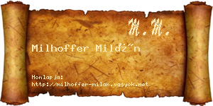 Milhoffer Milán névjegykártya