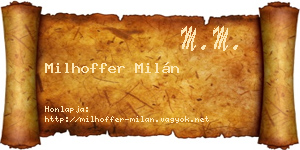 Milhoffer Milán névjegykártya