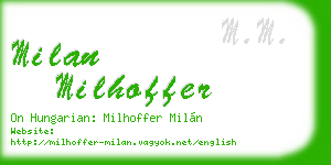 milan milhoffer business card
